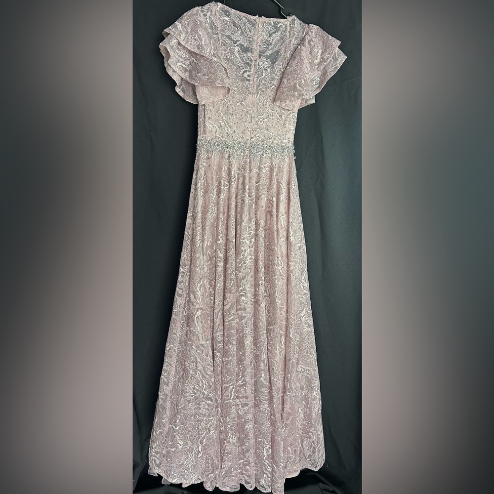 Mac Duggal 20354 NWT Pink Embellished Flutter Sleeve A Line Dress - Picture 3 of 4